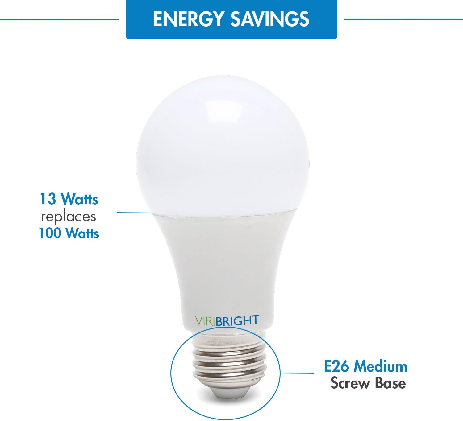 Flаѕh Dеаlѕ - 70% оƒƒ Viribright 751659-12 3038 LED Light Bulb, 100W Equivalent (13W) 6500K General Purpose a-Style, E26 Edison Base (Pack), Daylight, Pack of 12