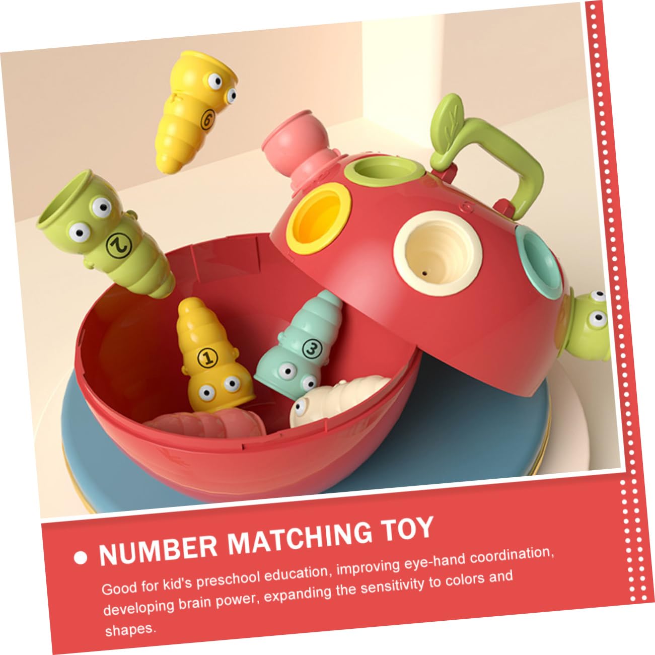 BESTonZON Jeu Éducatif D'association de Couleurs et Formes pour Tout-Petits, 1 Pomme 10 Plastique Sûr, Développement Cognitif et Coordination Œil-Main, Éveil Garçon et Filles Préscolaire