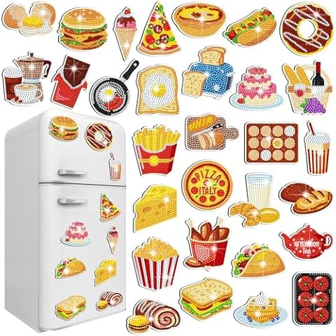 Copkim 30 Pcs Refrigerator Diamond Art Magnets Cover