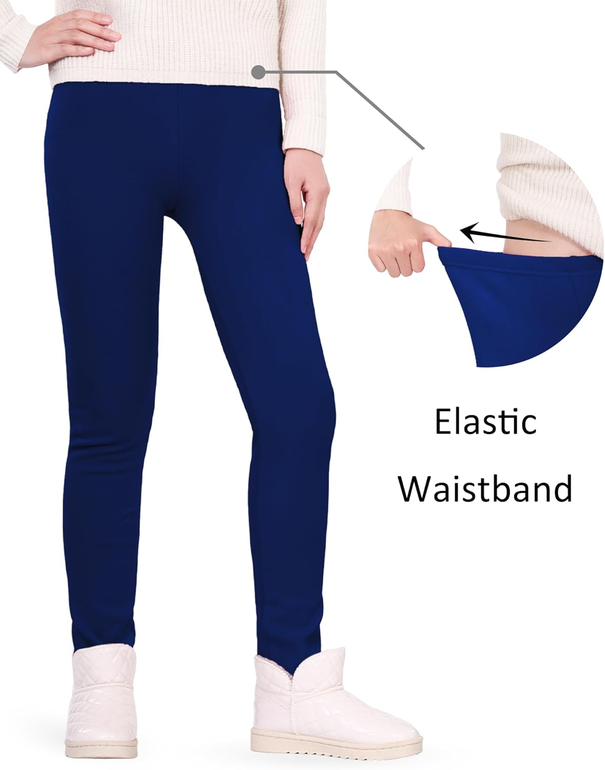 JOCMIC Girls Fleece Lined Leggings Winter Pants Thick and Warm Pack of 2 - Image 6