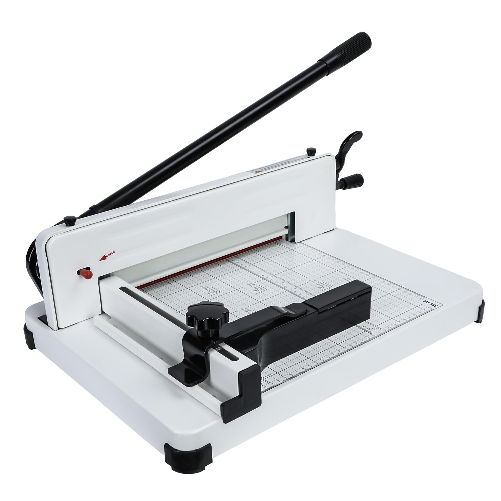 Papierschneider Industrie Guillotine Schneidemaschine (Bis 80g A4, 400 Blatt Schneidleistung), Manuell Schneidemaschine mit rutschfesten Gummifüßen,Hebelschneider für Foto, Papier, Pappe (weiß)