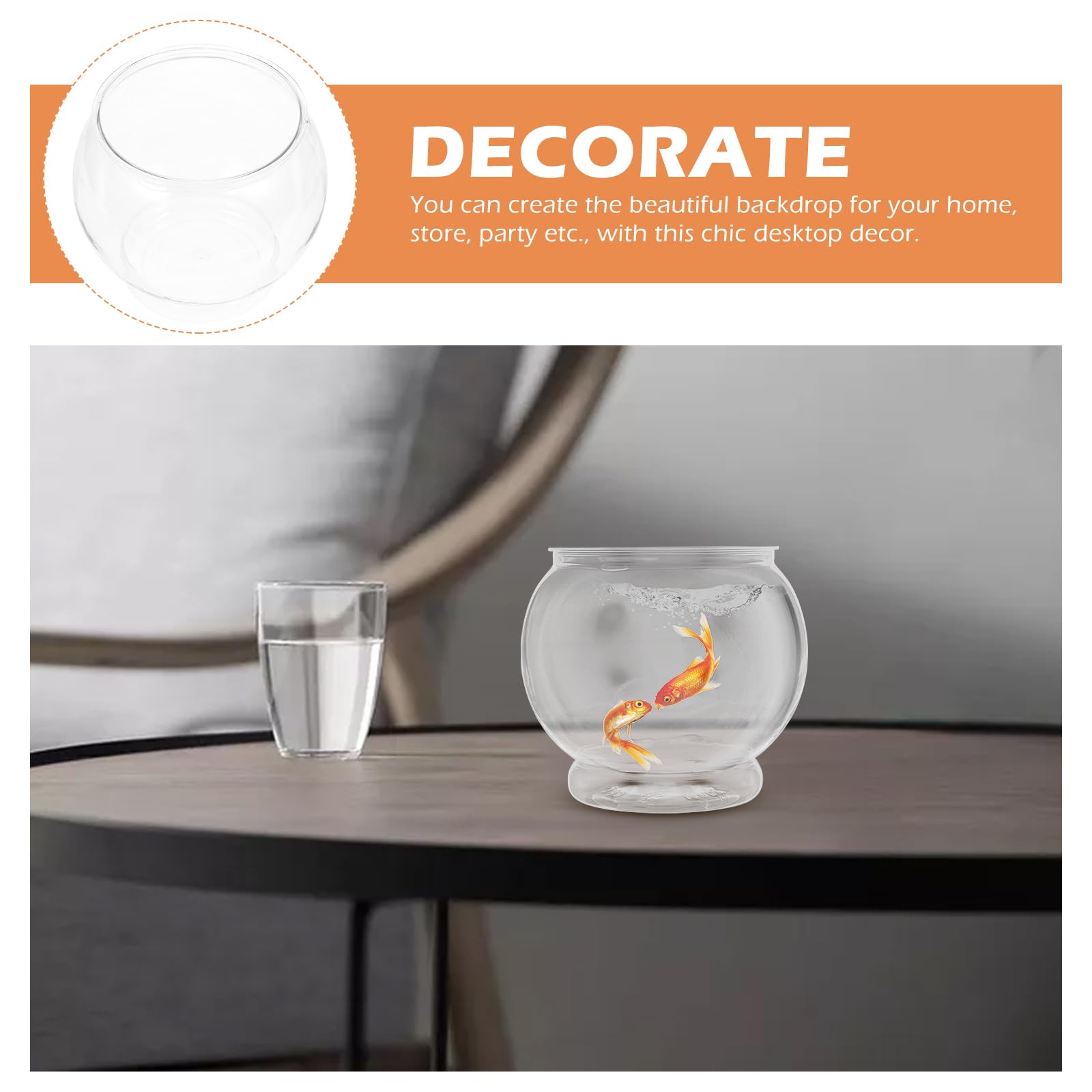 iplusmile Bocal à Poissons - Ronde Aquariophilie Plastique - Planteur Vase en Plastique Aquarium en Bocal À Poissons Décoratif pour Fleurs Poissons, 18 x 16cm