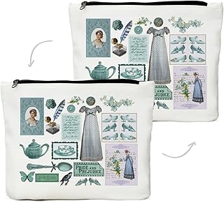 Jane Austen Makeup Bag Pride and Prejudice Jane Eyre Inspirational Gifts for Women Girls Student Her Friends Sister Book Lover Bookworm Teen Austen's Most Famous Quotes and Depictions