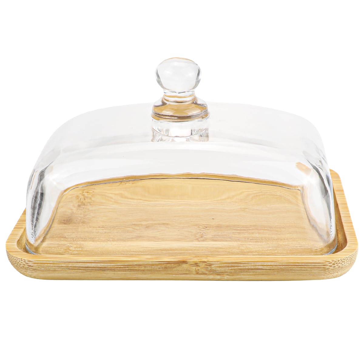 Crystal Clear Glass Butter Dish with Lid - Butter Holder Container for Butter, Cream Cheese, and Dessert Cake