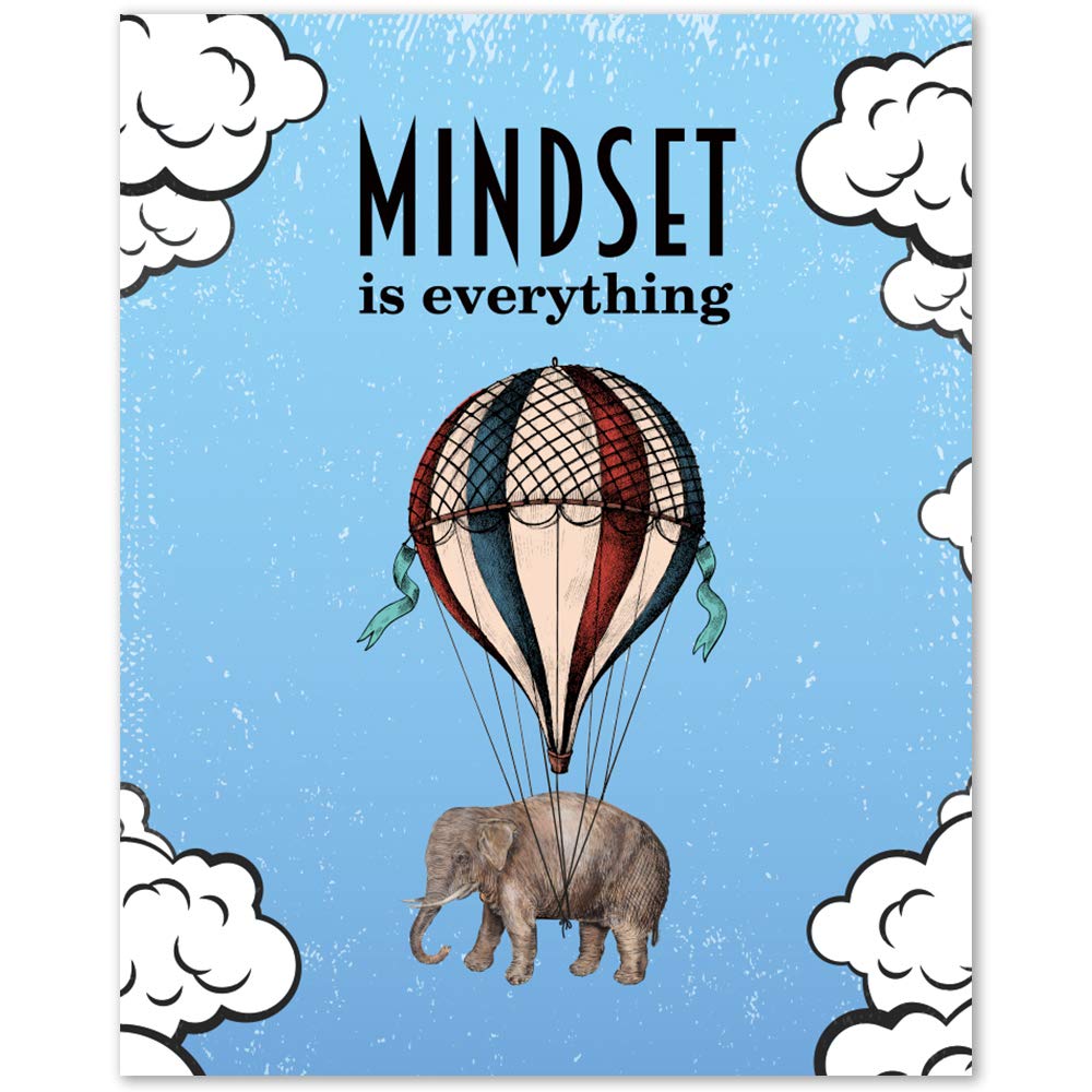Mindset is Everything Inspirational Wall Art Prints - Unframed 8x10 in - Motivational Quotes Signs for Office - Inspirational Poster with Positive Message for Living Room Bedroom Office Home Decor