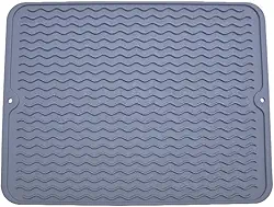 Tapete Escorredor de Louças de Silicone Antiderrapante para Copos e Pratos 40cmX30cm Cinza