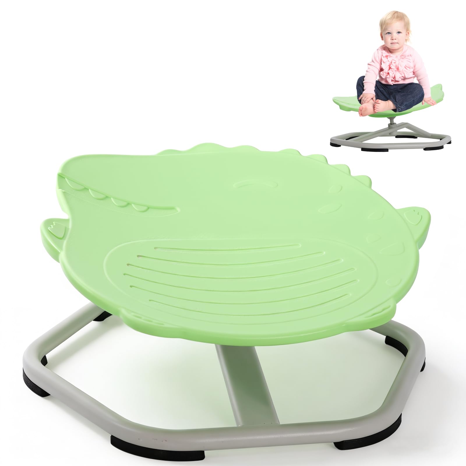 Silla Giratoria Sensorial Para Niños,Equilibrio de 360°,con Mango de Seguridad y Base Metálica Antideslizante,para Coordinación y Equilibrio,Silla Sensorial con Autismo y TDAH Juguete Sensorial(Verde)