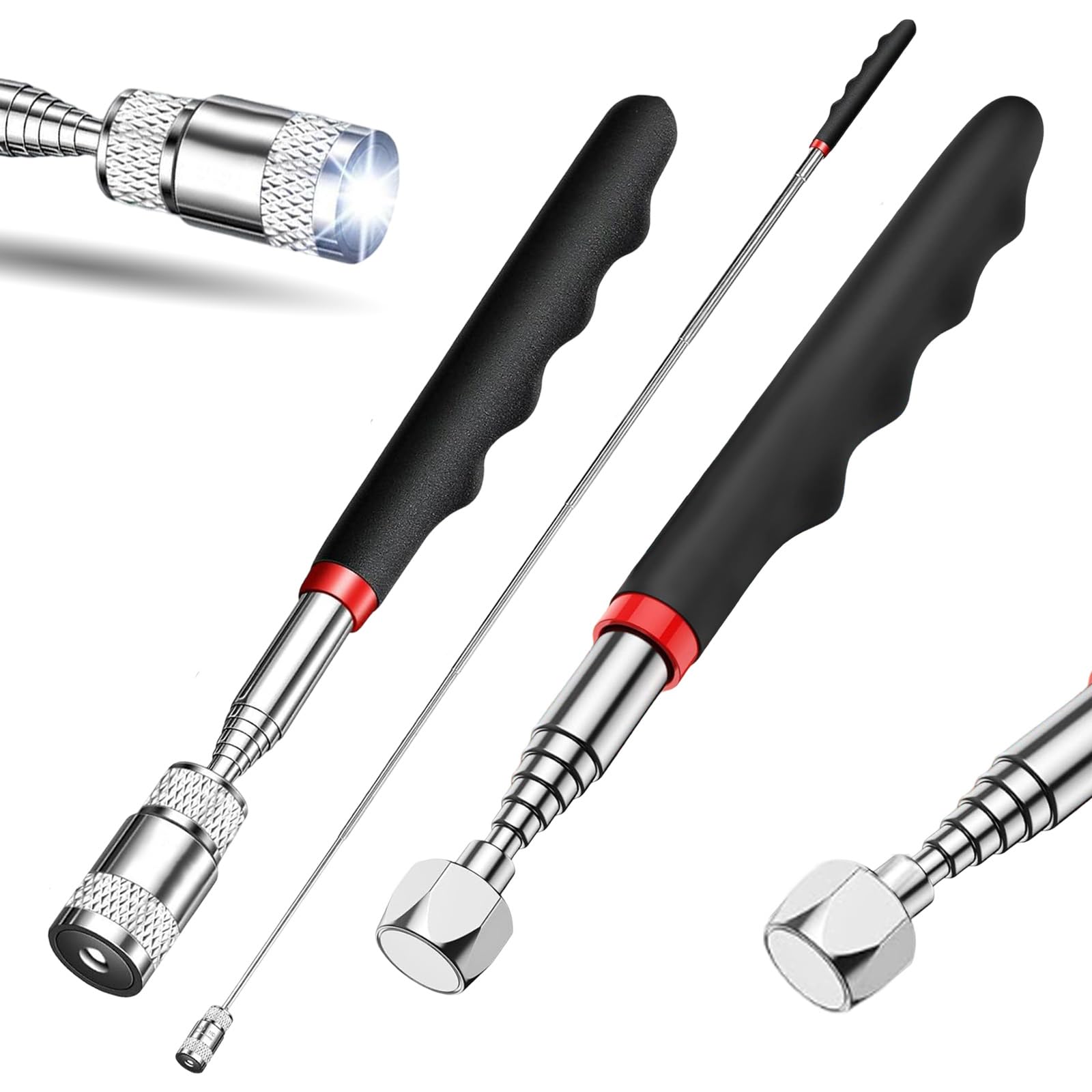 Juego Telescópico de 3 Piezas Recogedores Magnéticos para Tornillos y Objetos Metálicos 1,5 lb/8 lb/16 lb