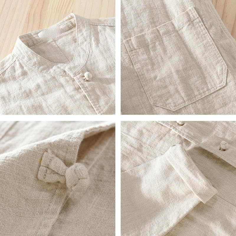 Chemise ramie style chinois pour un look d'été décontracté chic