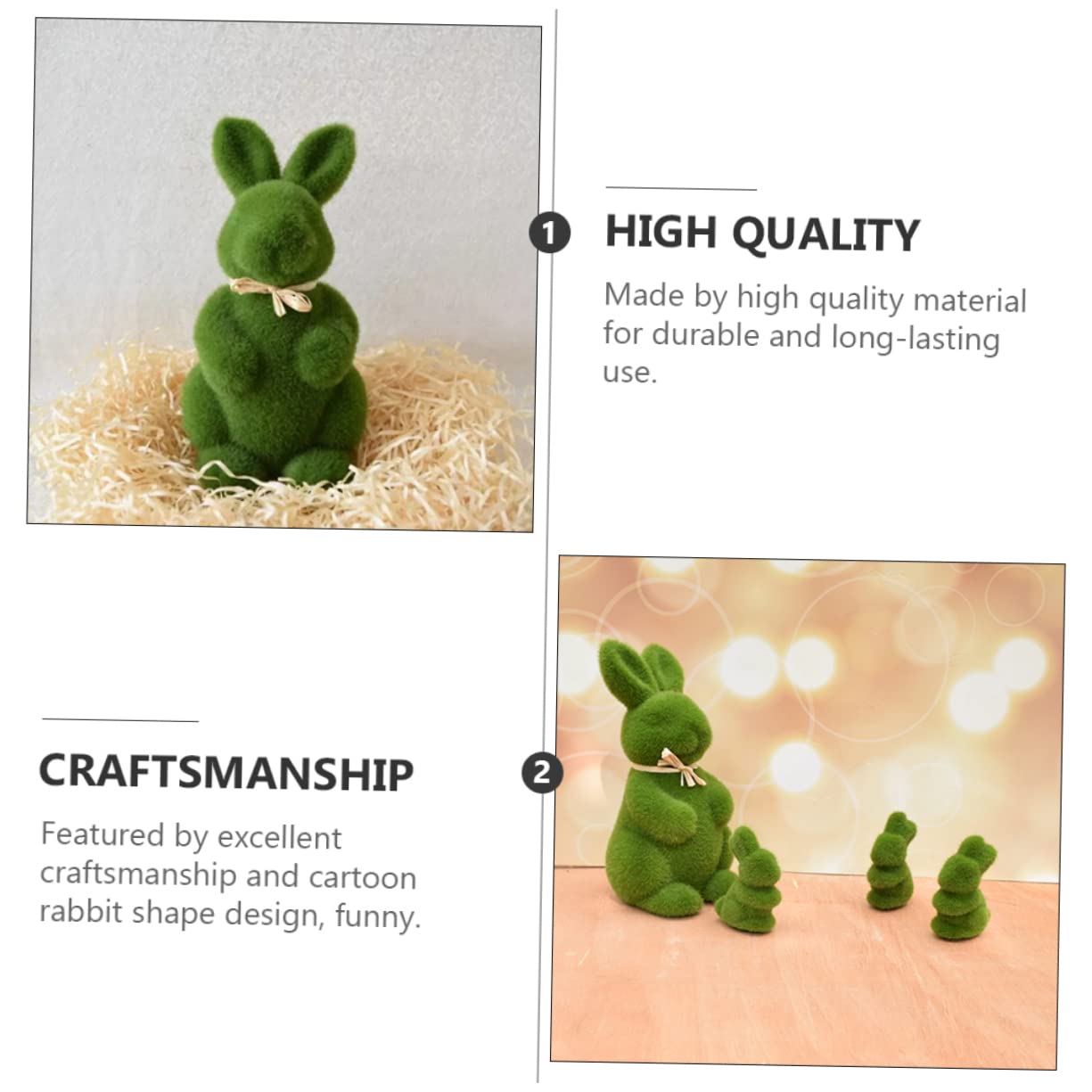 OUNONA 2 Ensembles Lapin De Pâques en Gazon Décoration De Lapin Dessin Animé Mini Lapins Roses Décoration De Jardin De Fées Lapins Artificiels Fournitures De Lapin 8 pièces * 2