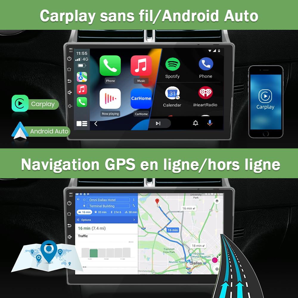 AWESAFE Autoradio Android 15 pour Peugeot 307 307CC SW (2002-2013) [6Go+128Go] avec CarPlay sans Fil/Android Auto 9" écran Tactile, Wi-FI/GPS/FM/RDS/DSP, Commandes au Volant