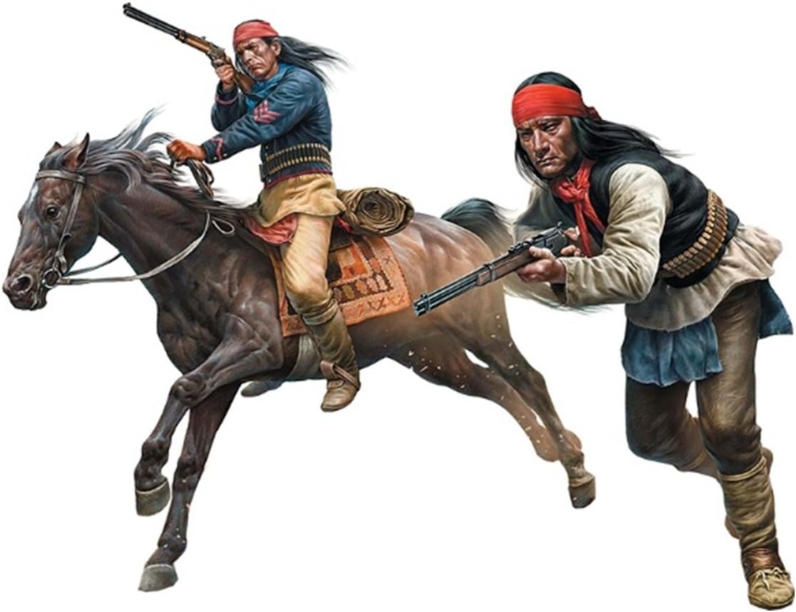 1/35 Master box Indian war Apache attack American indigenous soldier 2 figures & horse plastic MB35188