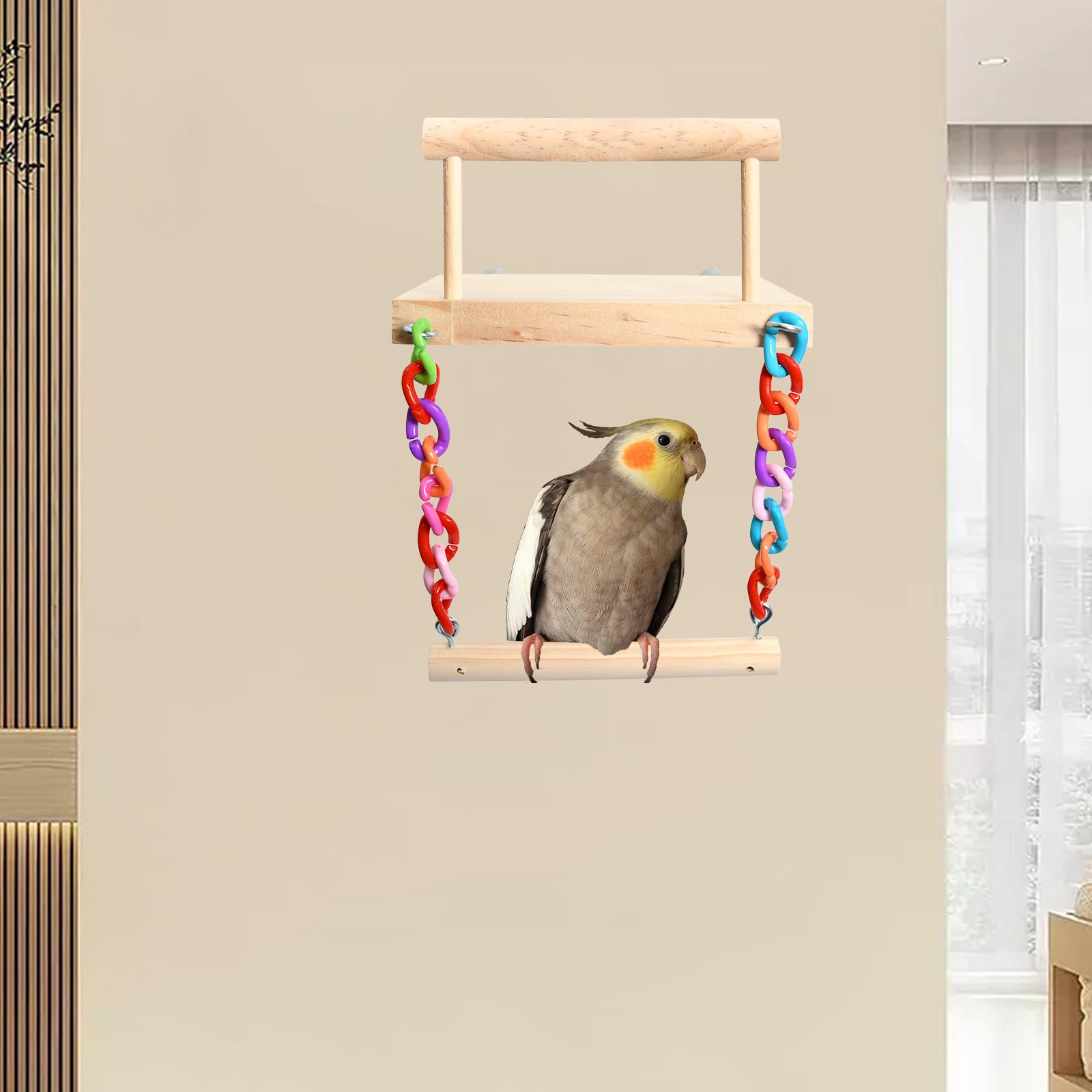 Giocattoli per uccelli per pappagalli e pappagallini - Set di scale e altalene in legno, palestra per pappagalli, altalena per animali, regali per criceti e polli