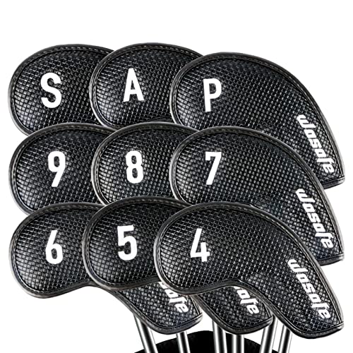Rianpesn Golfschläger-Kopfbedeckung, 9 Stück PU-Leder-Schlägerkopfhüllen für Golfschläger, Kratzfeste Schlägerkopfhülle mit Nummerndruck, passend für alle Mar Taylormade Cobra