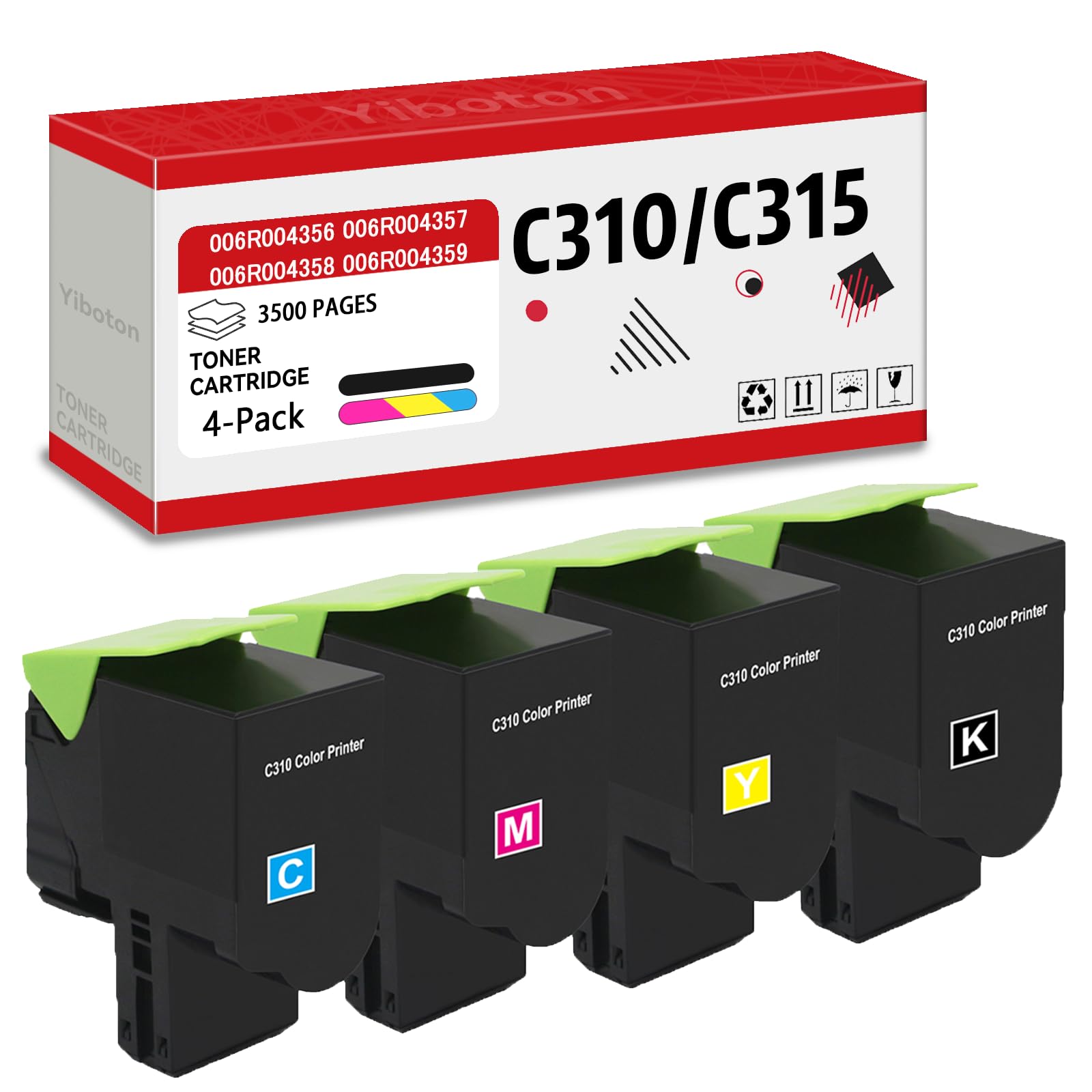 C310 C315 High Capacity Toner Cartridge 006R04356 006R04357 006R04358 006R04359 Compatible for Xerox C310 C310DNI C310DNIM C315 C315DNI Color Printers (4-Pack)