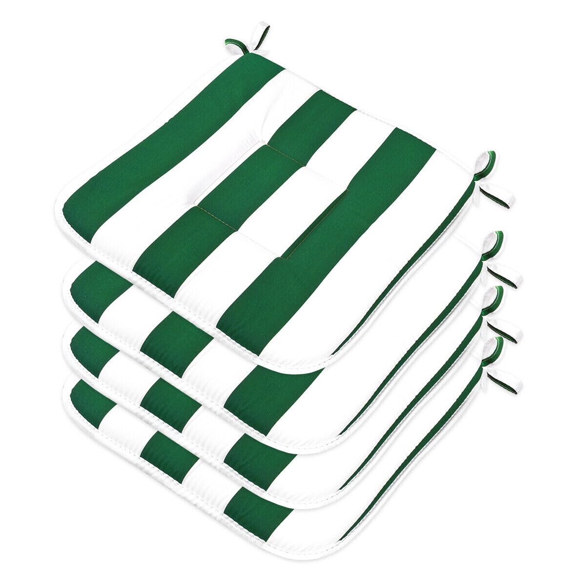 emmevi Set of 4 Chair Cushions Cotton Striped Washable Washable Soft Universal Green