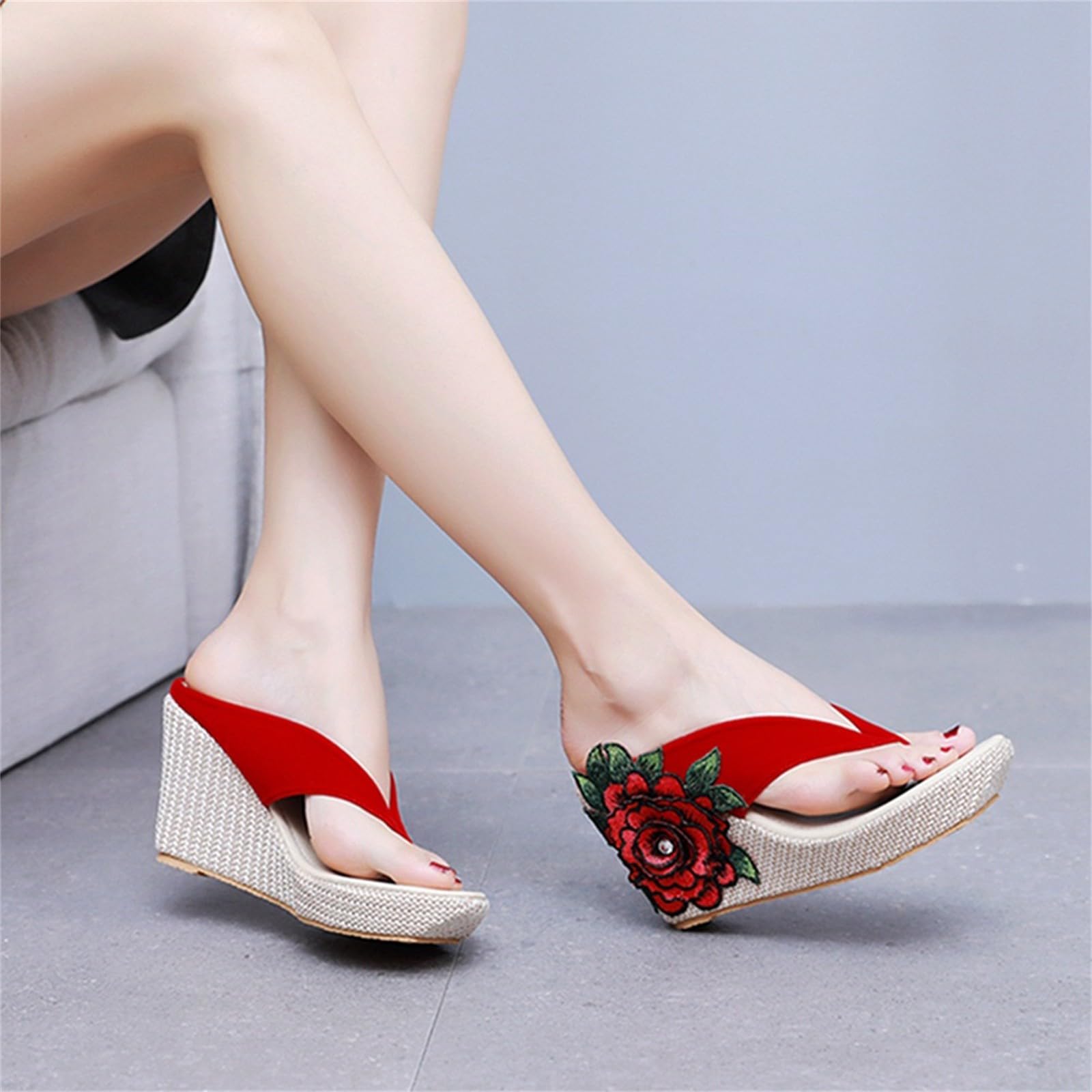 Generico Sandales CompenséEs Confortables LéGèRes AntidéRapantes Semelle Souple Respirantes Chaussures Femme éTé Mode Mules Support Pieds Larges Ville Usage Quotidien