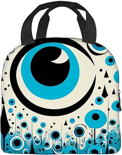 Miniatura 3 de OOZ Lonchera aislada para mujeres y hombres, para el trabajo, con patrón de círculos de mal de ojo, reutilizable, a prueba de fugas, para adultos,