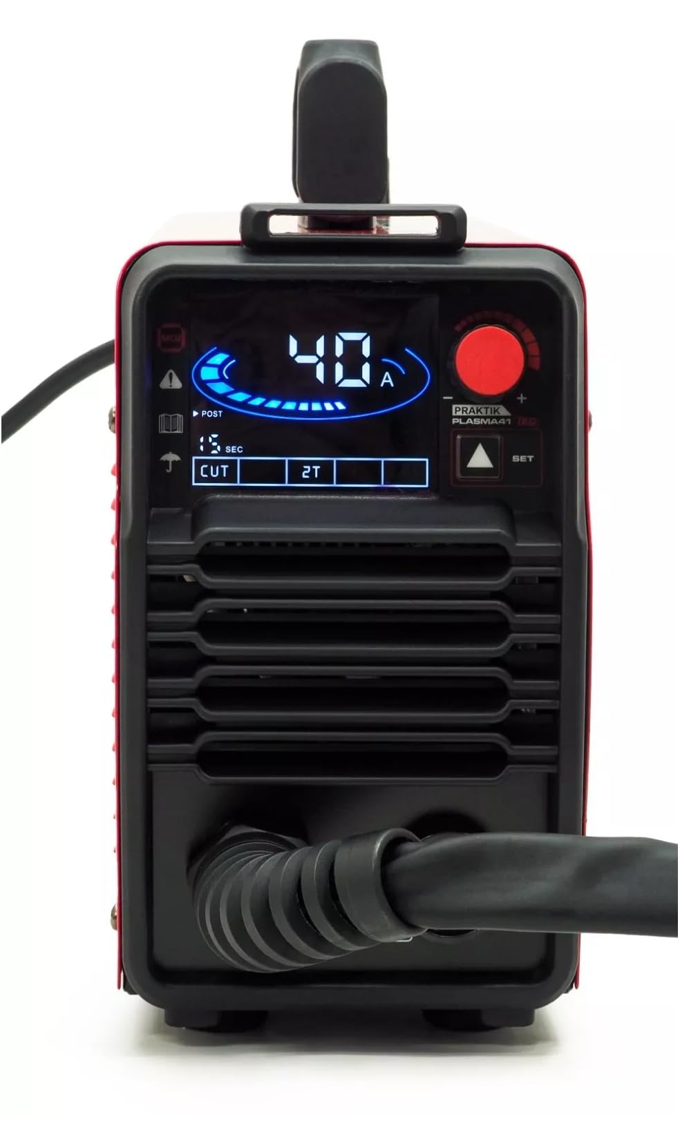 Ideal cortador de plasma Praktik Plasma 41 LED, corte preciso hasta 16 mm con tecnología inversor, encendido RF y 20-40 A a 230 V