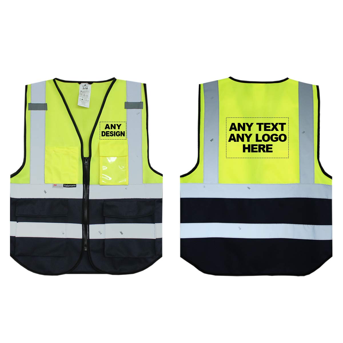 Salzmann High Visibility Vest with Print | 7 Colours & 5 Sizes | Unisex Hi Vis Reflective Vest | Made with 3M Reflective Material — image 1