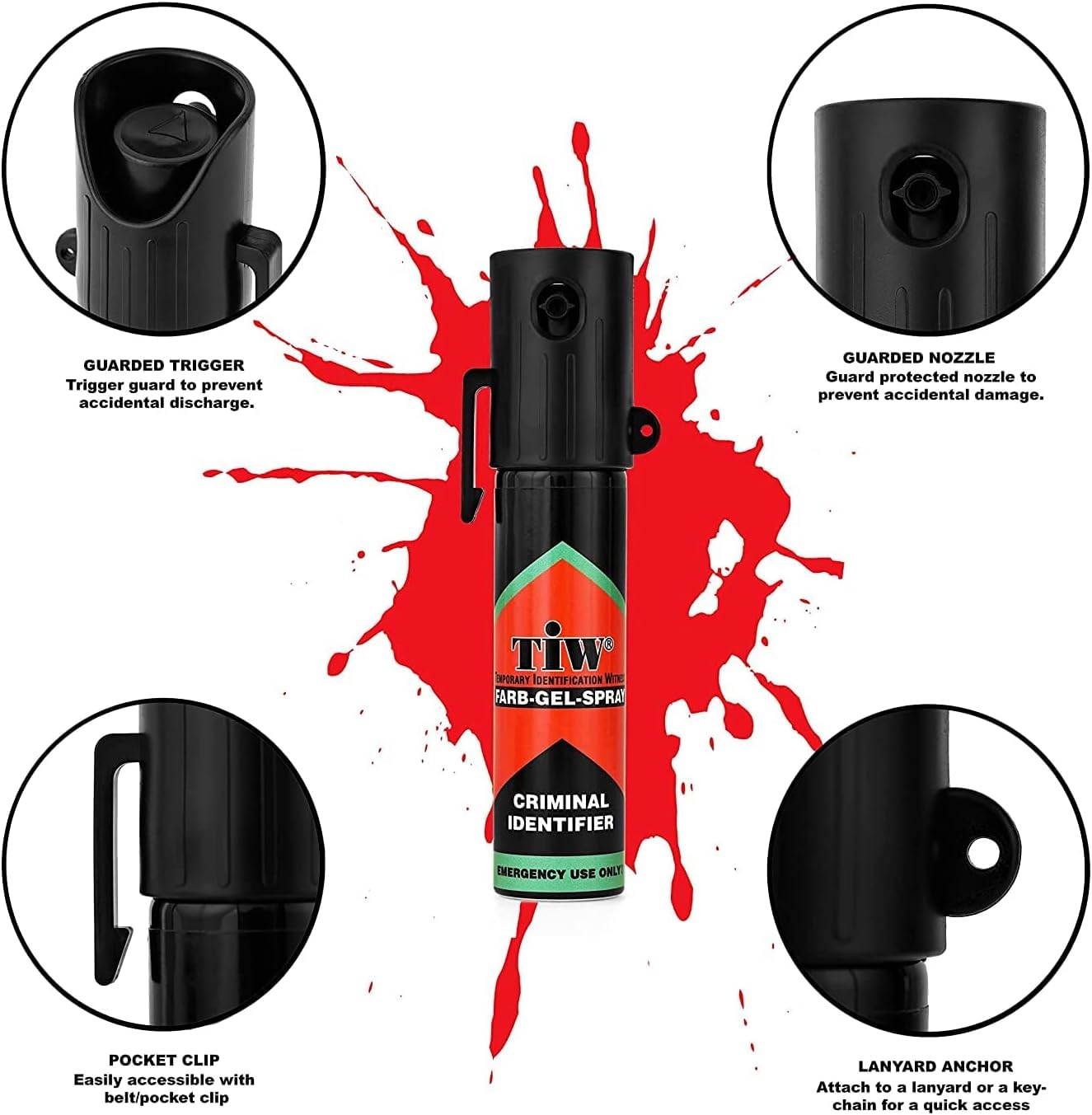 Farbgel TIW mini spray do identyfikacji kryminalnej z kaburą