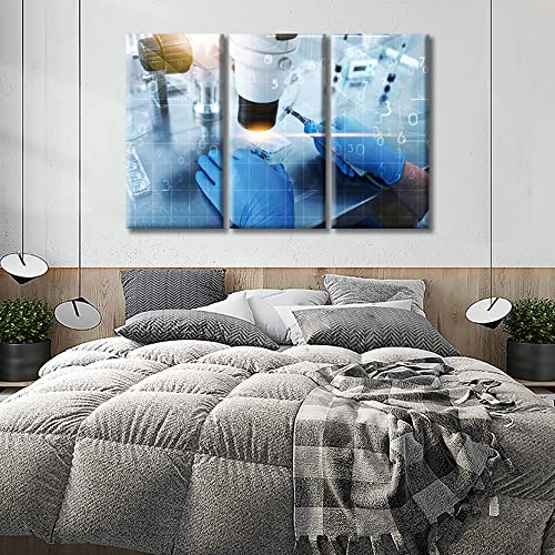 Image of Medical Modern Home Decor 3 Panels Home Decor Medical Young Scientist Pictures Wall Art for Bedroom, Living Room, Office. Framed Ready to Hang (42 inch Wx28 H)