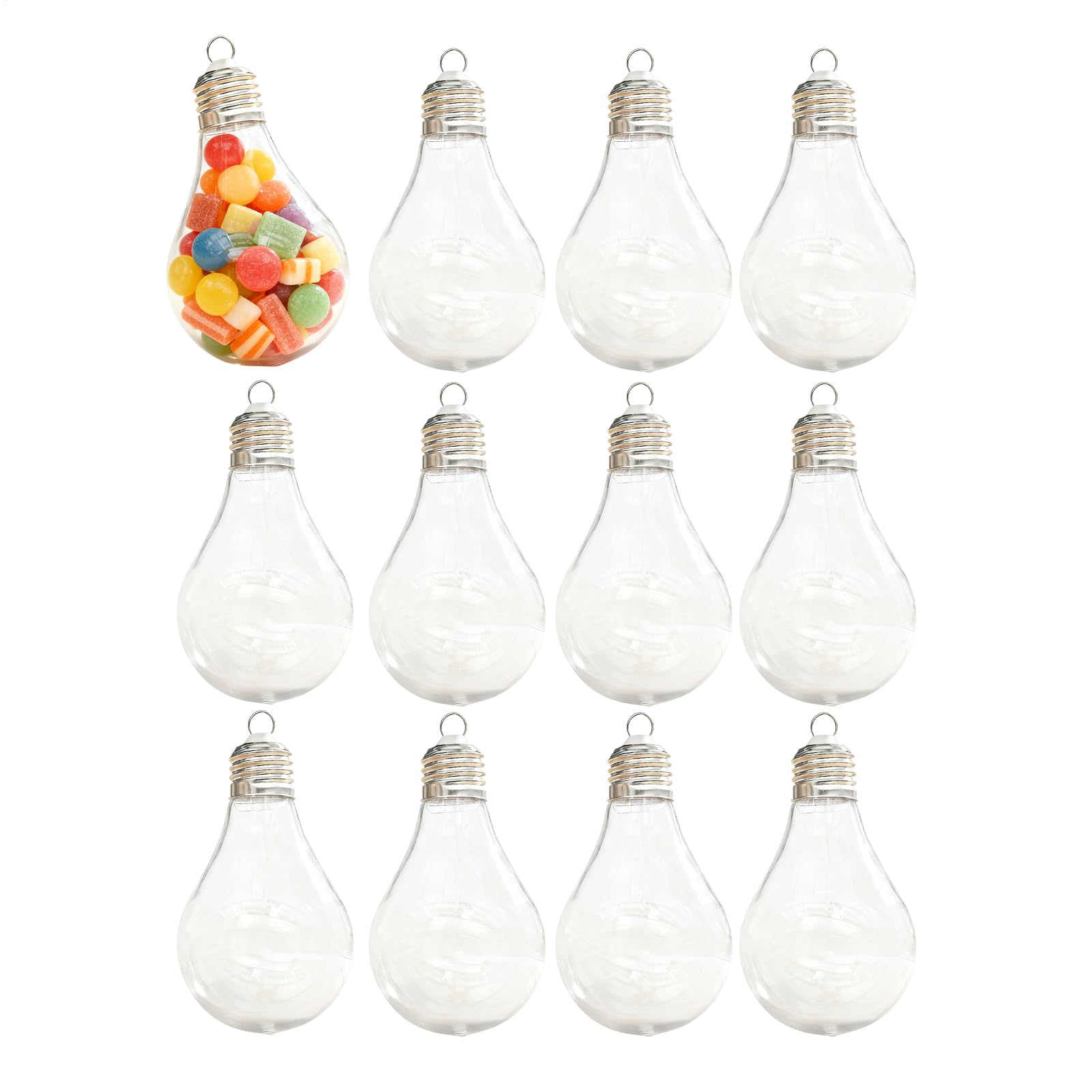 Décorations de Noël Remplissables Ampoule et Contenants à Bonbons Transparents