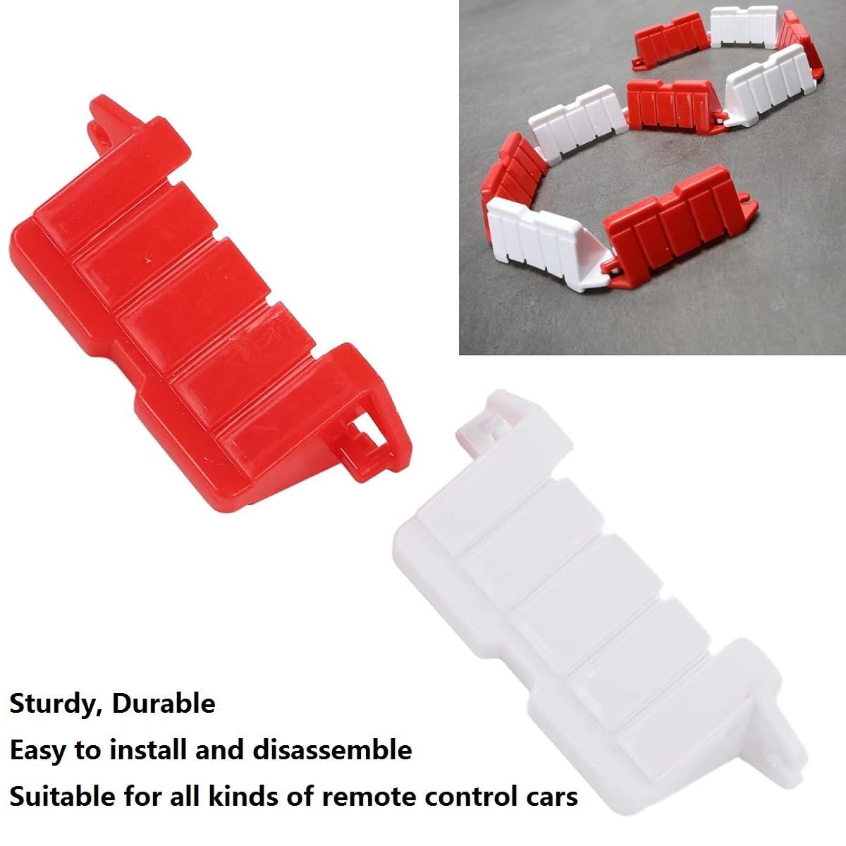 Kiuiom Barriera per Auto RC,Barriera per Pista da Corsa alla Deriva RC,Drift Accessori per Auto Telecomandati 120PC Barriera Stradale Fai-da-te Blocchi Stradali RC Pista di Deriva Auto RC Accessori