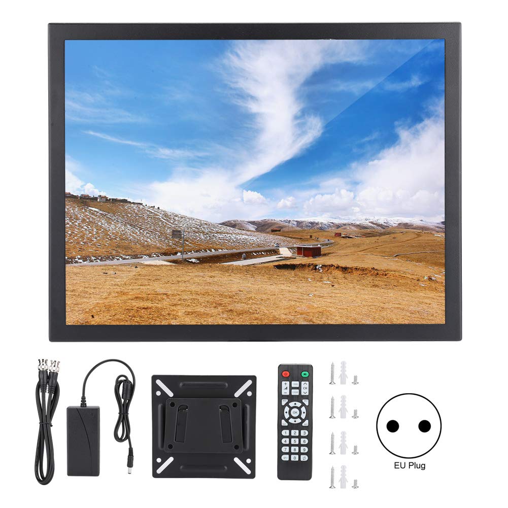 ASHATA Monitor Industriale, Monitor Industriale Full Metal 15in 1024x768 HD/VGA/AV/BNC/USB G15 (V59), Monitor Industriale per PC, TV, CCTV, Videocamera, Sicurezza, Computer (Spina UE)