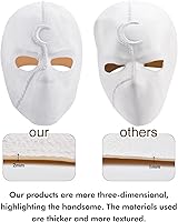 Vista 3 de Máscara de luna de látex con casco de caballero, guantes blancos, máscara para el cuello, máscara de cosplay, máscara de disfraz de Halloween