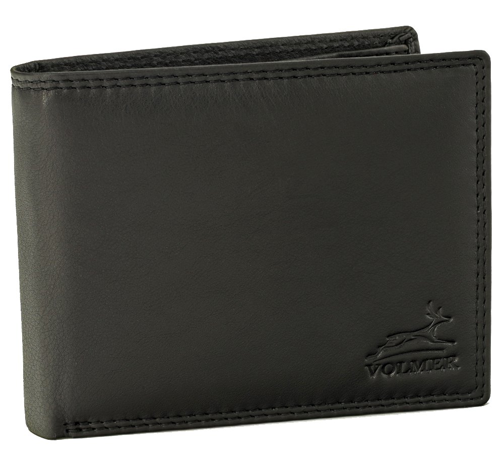 Slim Wallet Real Leather with RFID Blocking Brown Vintage, Black, Nappa, Gray and Camel #Easy-Comfort (Nappa Black)
