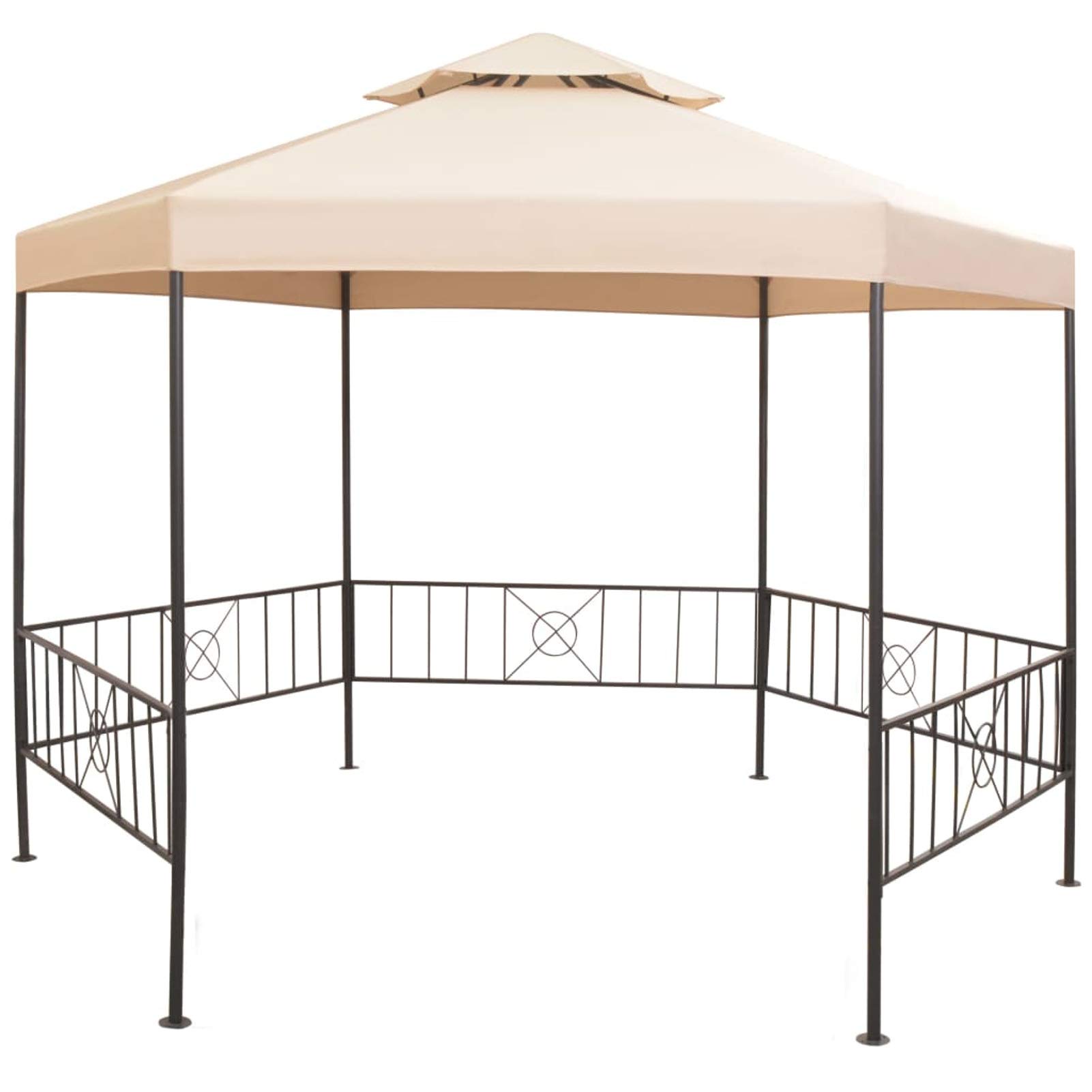 Gartenpavillon Partyzelt, Party Deko, Festzelt, Pavillon, Garden Decoration, Canopy Tent, Lagerzelt, Gartenpavillon, Hexagonal Beige 323x265 cm