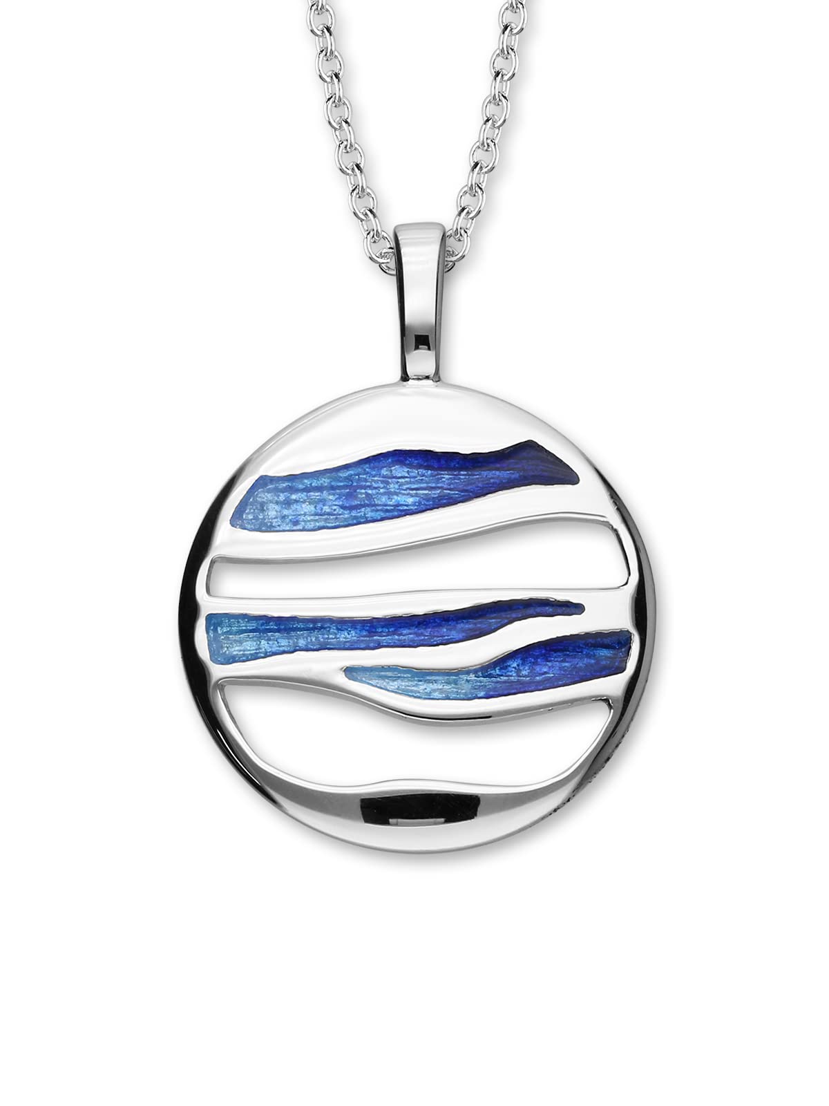 ORTAKWomen 925 Sterling Silver Handmade Necklace Hot Glass Hand Enamel Pendant Sunset Oasis Forever Green Shaded Orbit Wave Collection Fine Scottish Jewellery