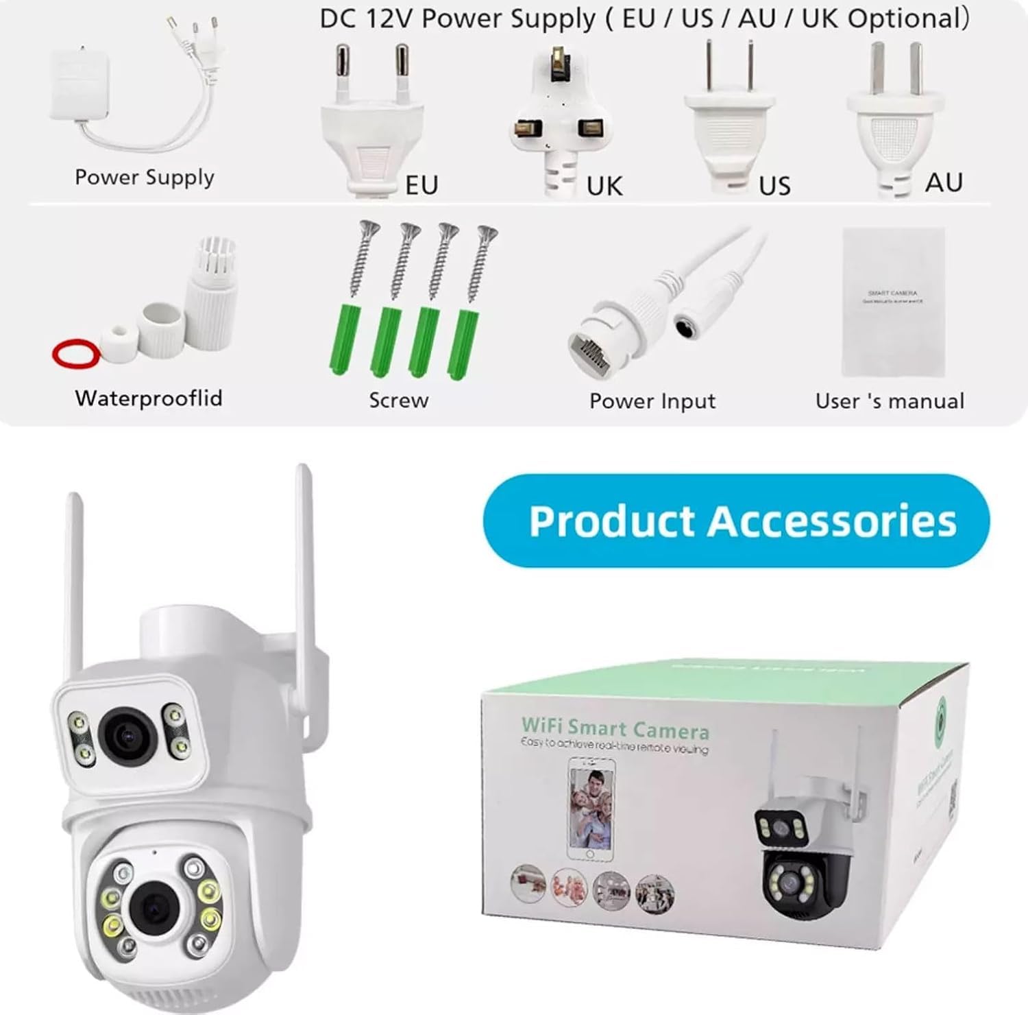 TELECAMERA IP CAM PTZ WIFI DOPPIA LENTE 2 PEZZI CAMERA DOME WIRELESS ESTERNO SPEED ZOOM CON APPLICAZIONE ICSEE PER AMBIENTI INTERNO ED ESTERNI - CW889