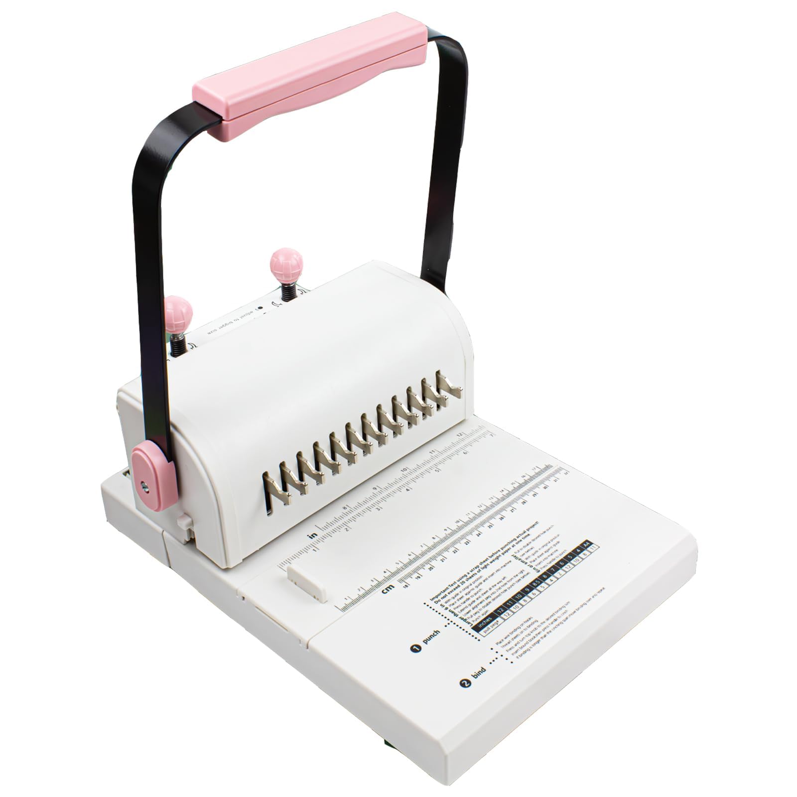 LTzygmion Spiral Binding Machine, 12-Hole Wire Book Binder Tool with 2-Scale Ruler, Punch 20 Sheets, Labor Saving Design, for Make Professional Books, Notebooks, Calendars and More