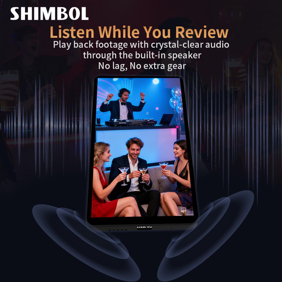 Shimbol CP5 - Monitor wireless FHD Ultra 5", pratico selfie monitor per iPhone e Android, supporto magnetico, controllo touch, collegamento 50 m a bassa latenza, telecomando app