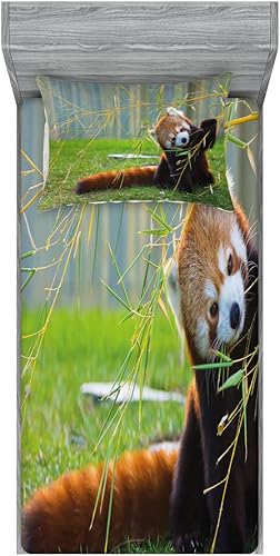 Miniatura 119 de Ambesonne Juego de sábanas bajeras y fundas de almohada de los años 90, patrón geométrico en estilo retro, formas redondas de triángulo de media