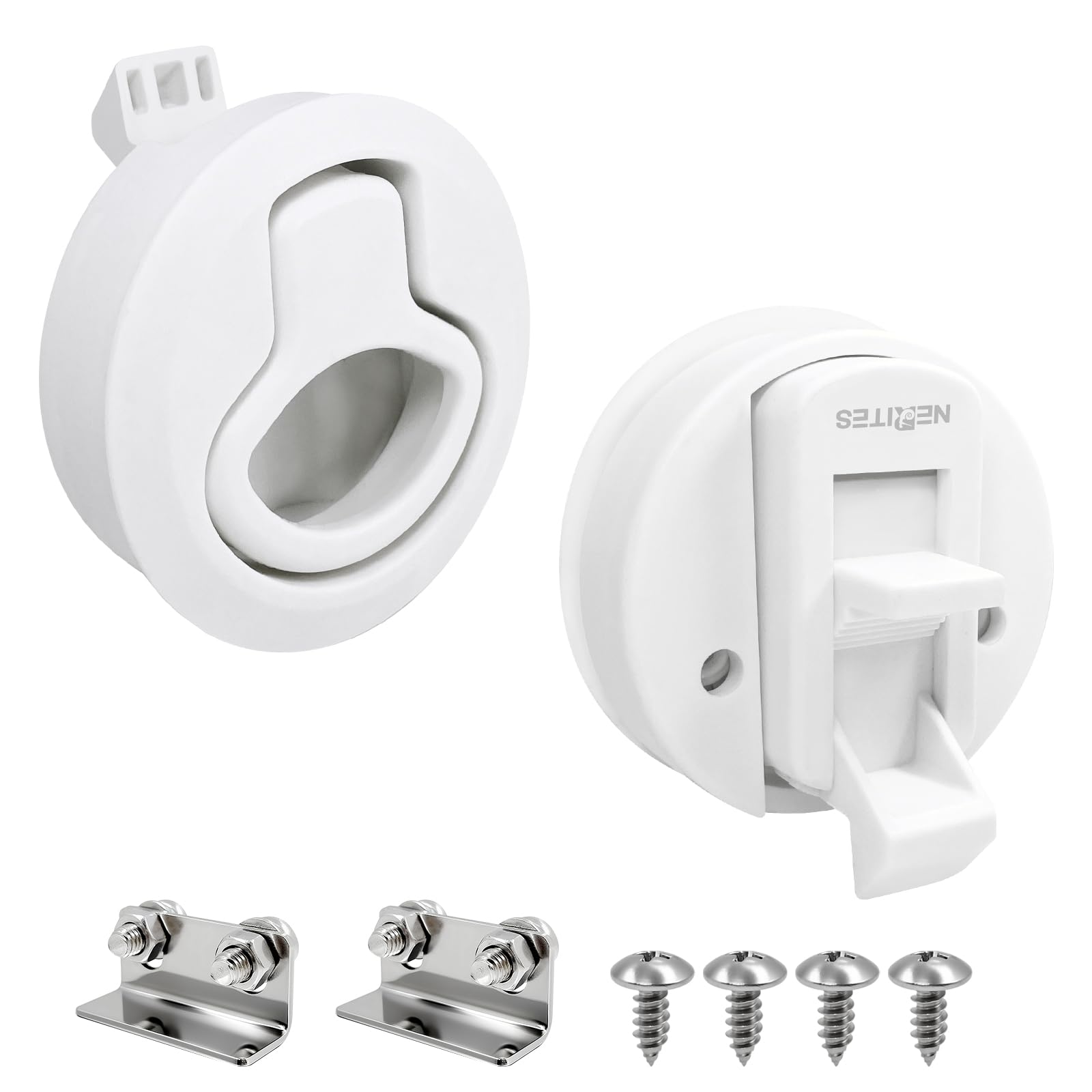 Heavy Duty Flush Pull Hatch Lock per applicazioni marine, adatto per barche e camper cassette degli attrezzi (2 pezzi