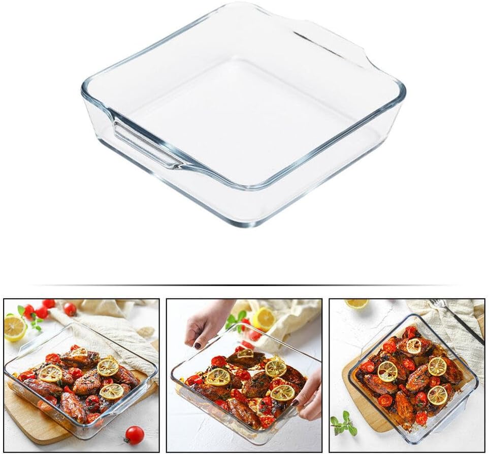 UPKOCH Baking Dish for Roasting and Baking Clear Glass Bakeware Double Handles for Lasagna Cheesecakes and Microwave and Oven Safe