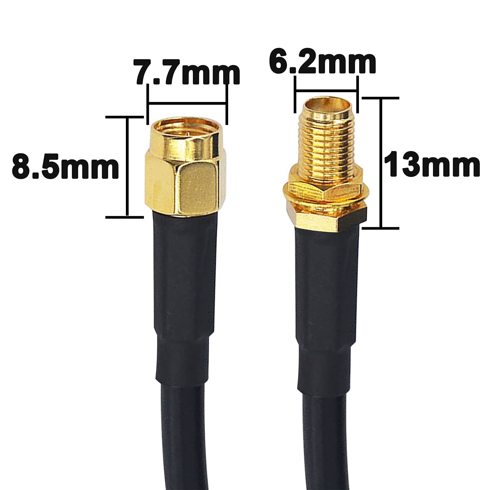 Cavo coassiale RG58 migliorato 30M - SMA maschio a femmina 50 Ohm - Estensione per antenna GPS 3G 4G LTE WiFi e radio bidirezionale (non per TV)