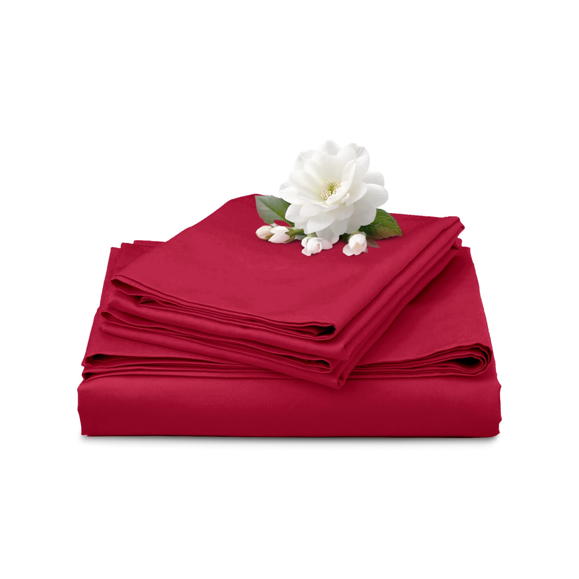Egyptian Cotton Fitted Sheets 25cm Deep Mattress Pocket 200 Thread Count Fitted Bed Sheet- Soft & Comfortable Bottom Sheet (Burgundy - Image 3
