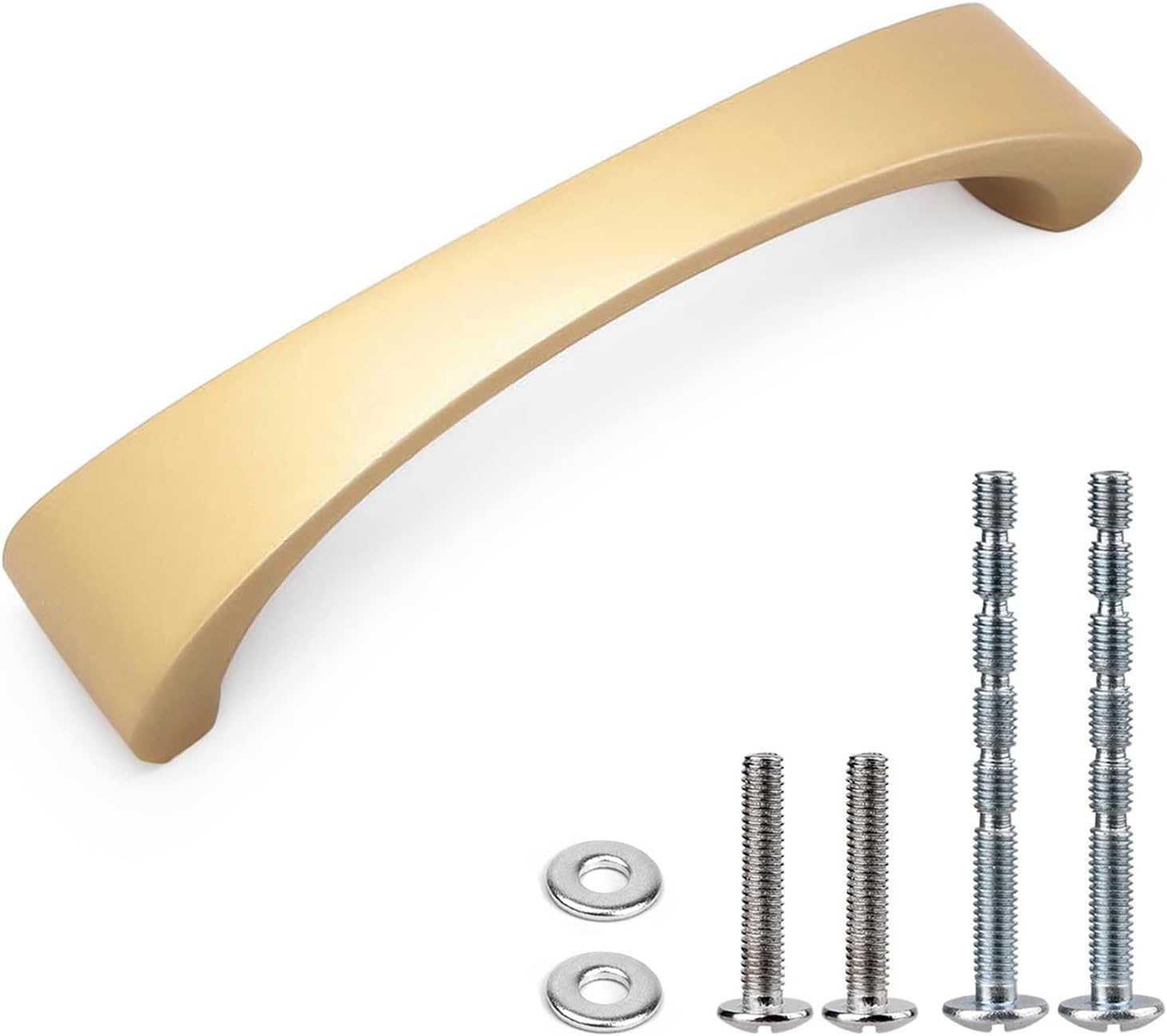 WEAVERBIRD Arch Aluminum Alloy Cabinet Handles Gold Finish Furniture Hardware - 3-3/4"(96mm) Hole Centers - Pack of 10