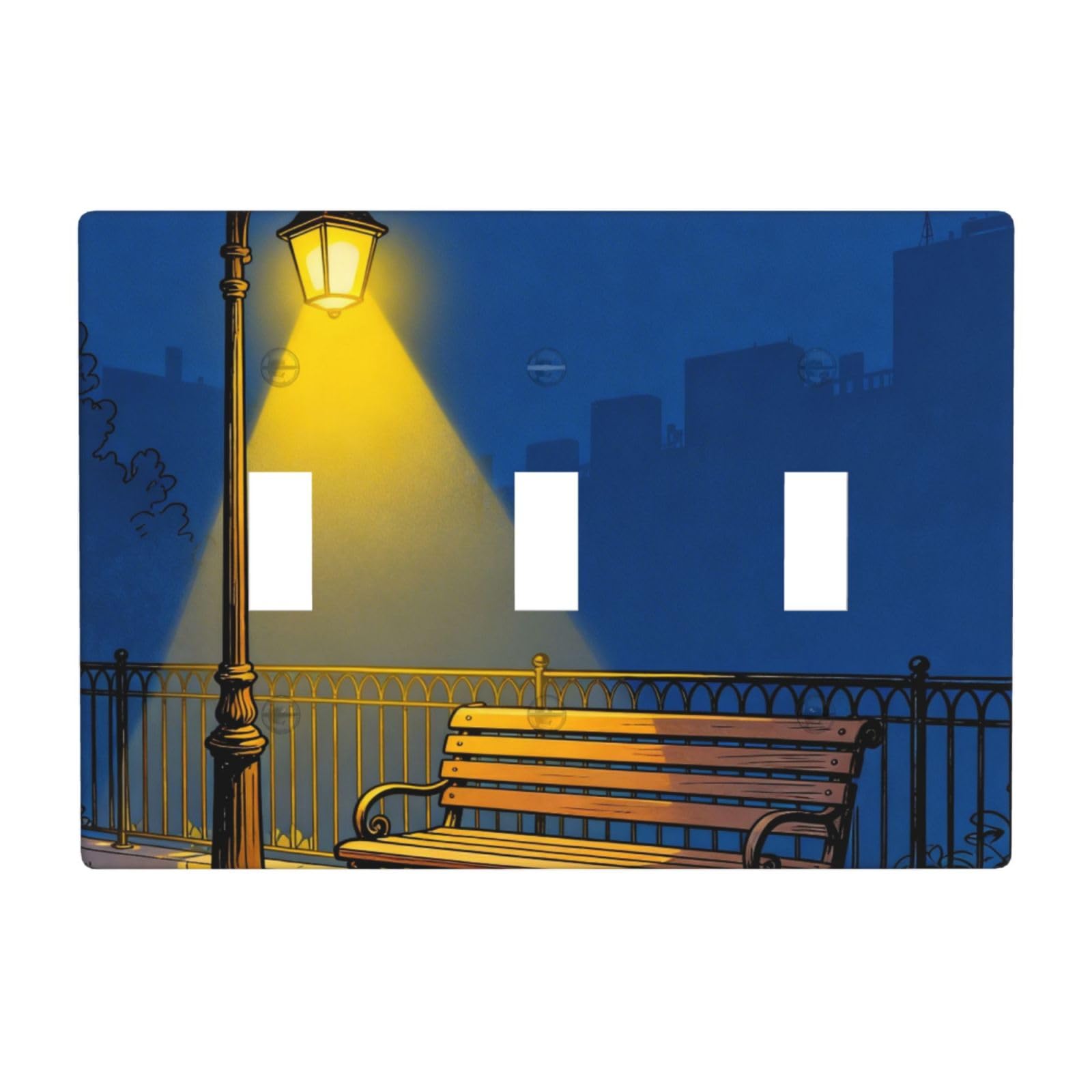 City Corner 3 Gang Switch Plate Cover-Unbreakable Polycarbonate Wall Plate, Heat Resistant Toggle Switch Decor for Home