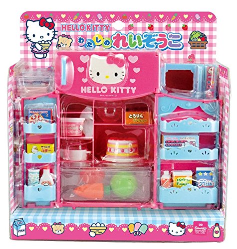 Hello Kitty Cute Refrigerator & Microwave with Various Foods & Other Products