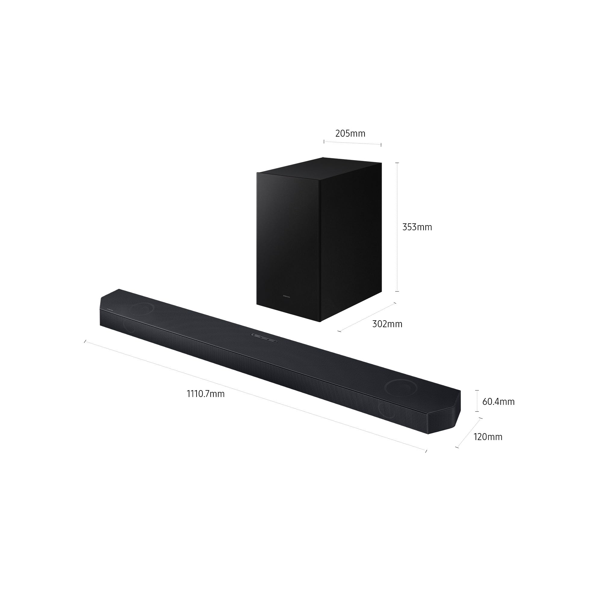 Samsung Q-Serie Soundbar HW-Q600H/XC 3.1.2 Canali, Subwoofer, Wireless Dolby Atmos, Q-Symphony, Adaptive Sound, Connessione TV Wireless, 2026