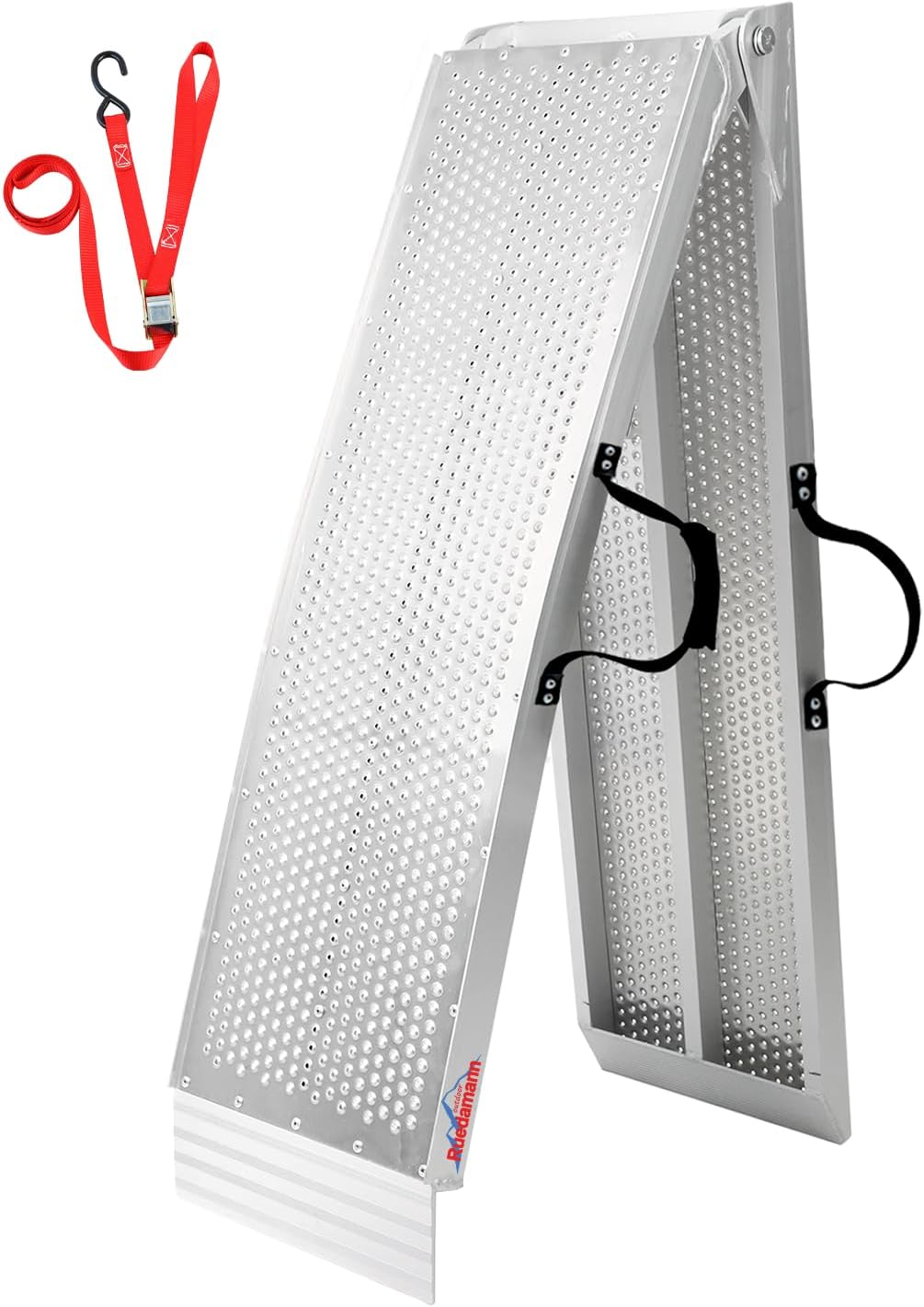 Ruedamann 7.5'L ร 11" W Folding Loading Ramp, 750 lbs Capacity, Aluminum Portable ATV UTV Ramp/Motorcycle Ramp/Truck Ramp for Dirt Bikes,Carts,Trucks,Lawn Mowers,Snow Blowers Pickup,1 PC Silver