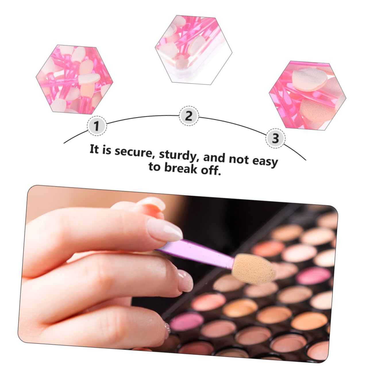 TOVINANNA 50pcs Plastic Eyeshadow Brush Set Double-ended Makeup Brushes Eye Shadow Applicators Soft Latex Tips for Travel Party Daily Use