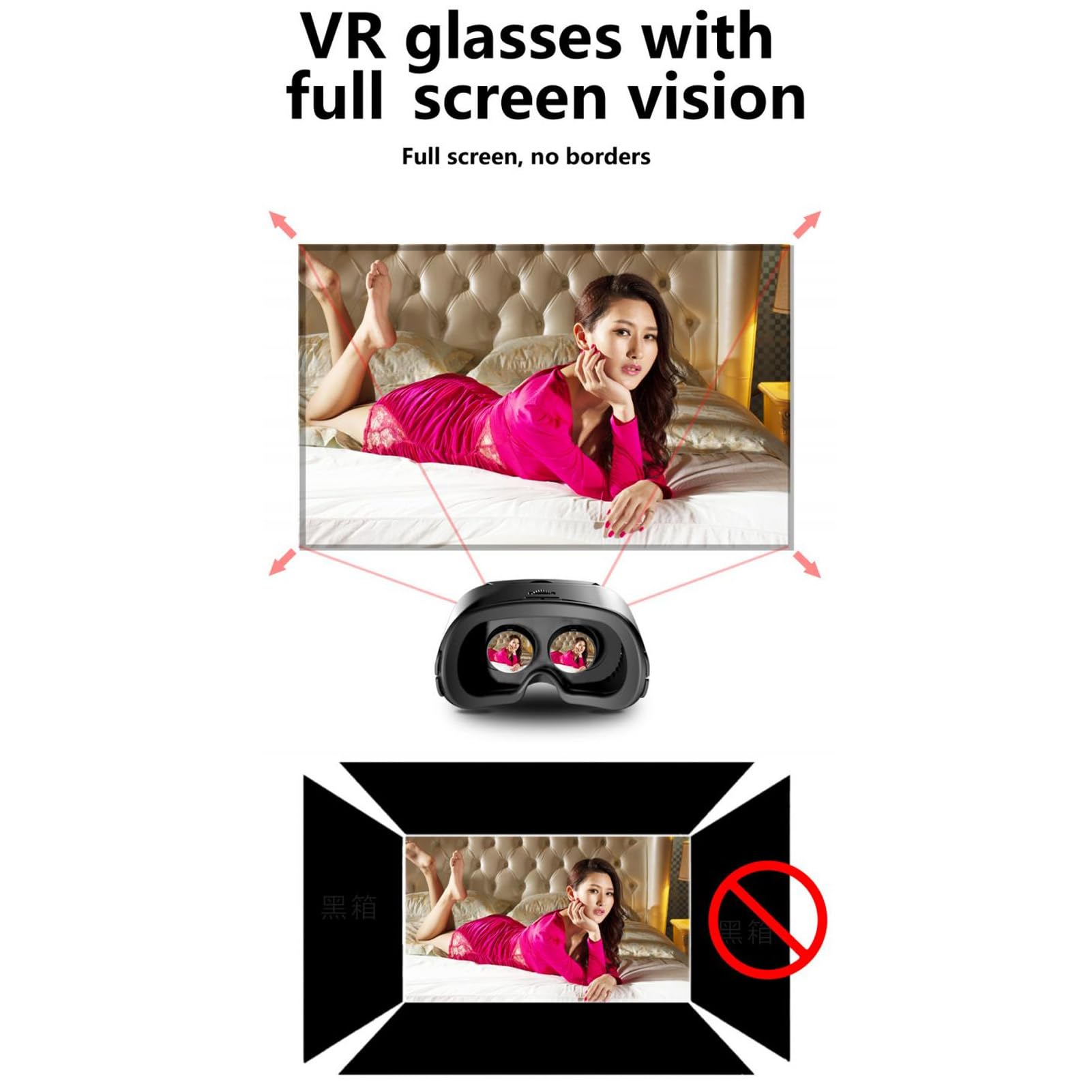 Auriculares VR para Teléfono, Gafas 3D VR, Adecuadas para Teléfonos iOS/Android de 5 a 7, Ajuste de Distancia de Pupila de 58 a 75 Mm, Soporte para Miopía de hasta 800 °