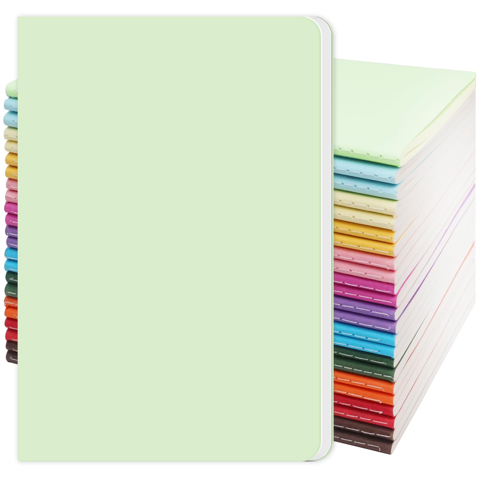 ReePlan 24 Pack A5 Lined Notebooks, Colorful Journals with 12 Colors, 92 Pages/46 Sheets, Thick Paper Note Pads for Sketching, Travel, Writing, School & Work