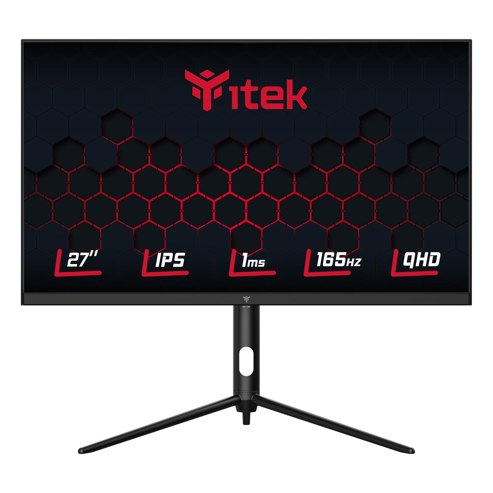 Itek monitor GGF - 27" Piatto 2560x1440 WQHD HDR10, Pannello IPS da 165Hz, Risposta 1ms, Collegamenti 2xHDMI e 2x DP, FreeSync, G-Sync, Adaptive Sync, HAS, Pivot, Flicker Free
